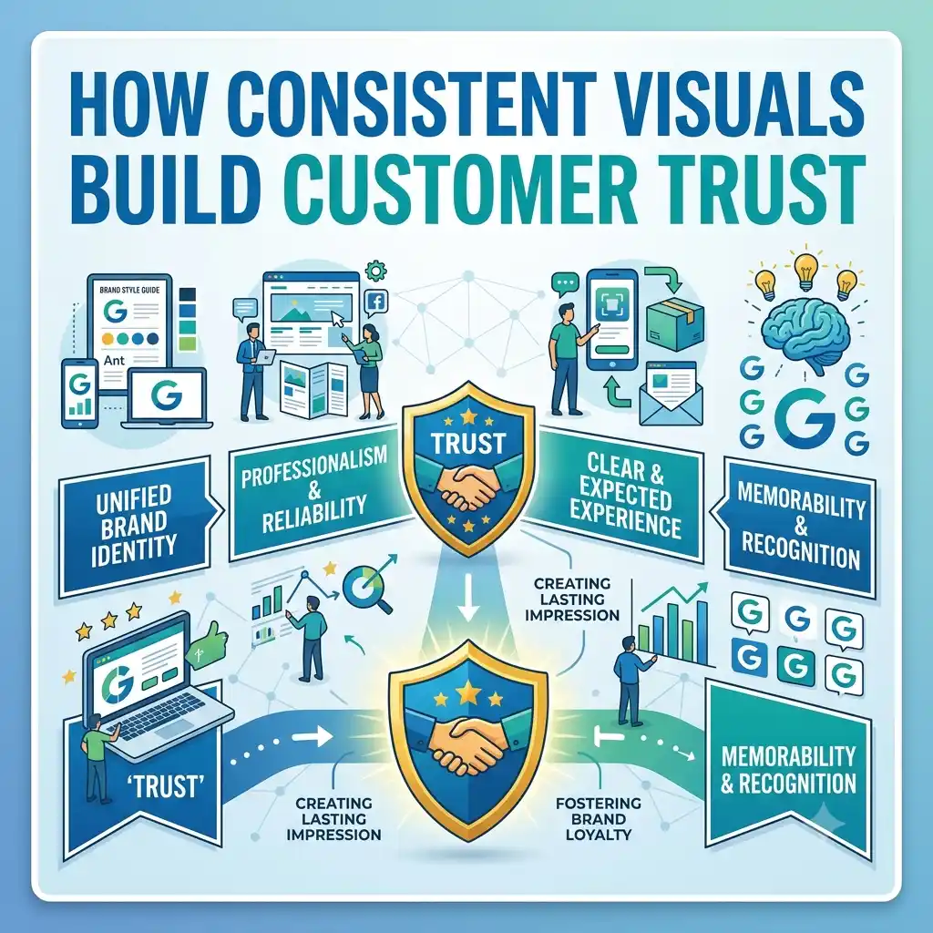 Consistent brand visuals building customer trust for businesses in Kuwait
